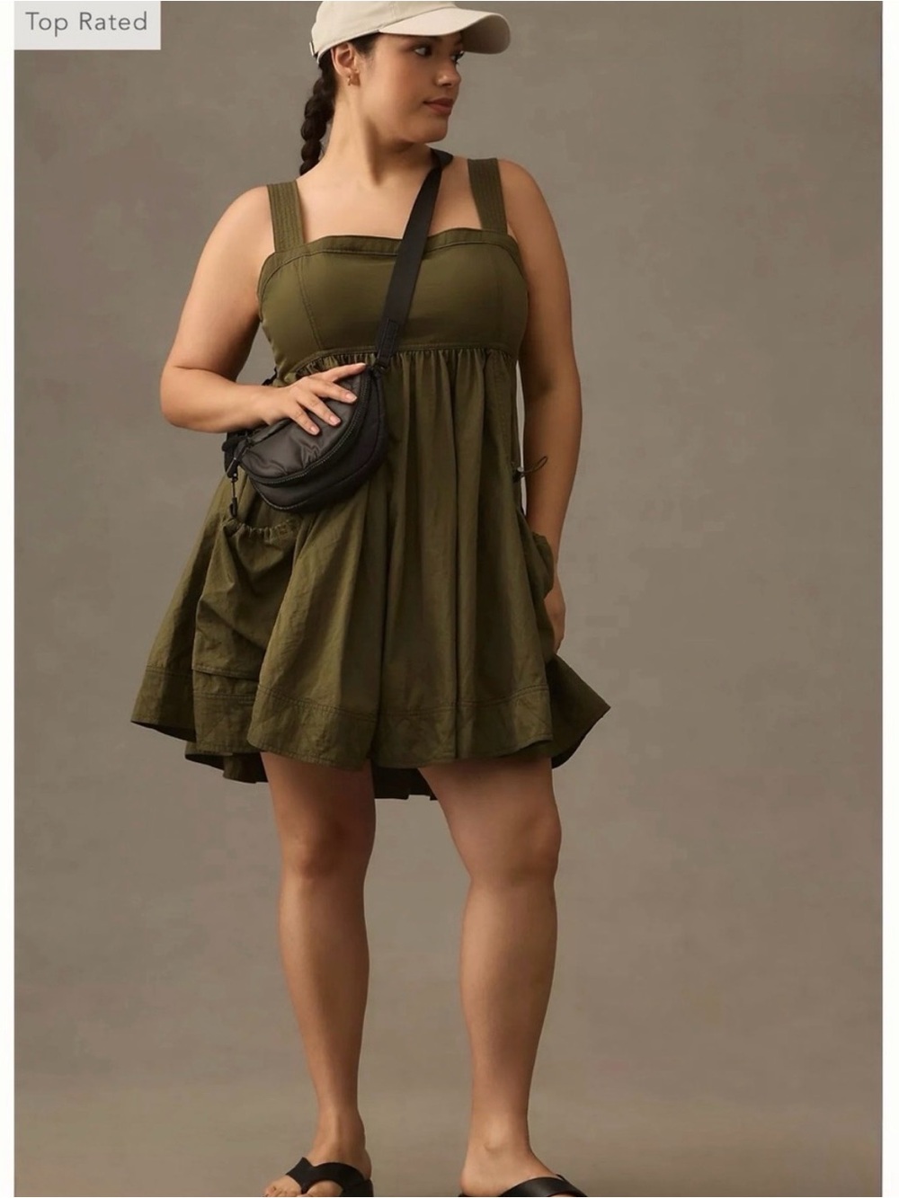Anthropologie 2X 1X Pilcro Green Utility Swing Mini Dress